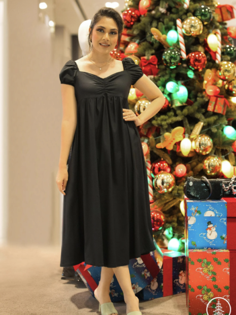 Front Gathered Midi Dress